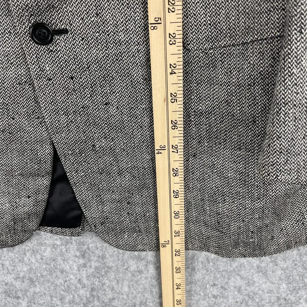 Hickey Freeman Silk Blazer Sport Coat Mens 42L Gray‎ Tweed Herringbone Boardroom